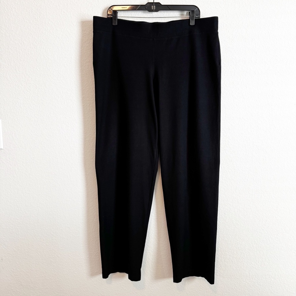 Eileen Fisher Women's Black Viscose Blend Casual Textured Pull on Pants Size XL